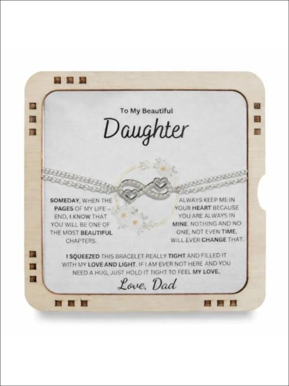 925 Sterling Silver Infinity Bracelet with Message Card for Daughter, Birthday